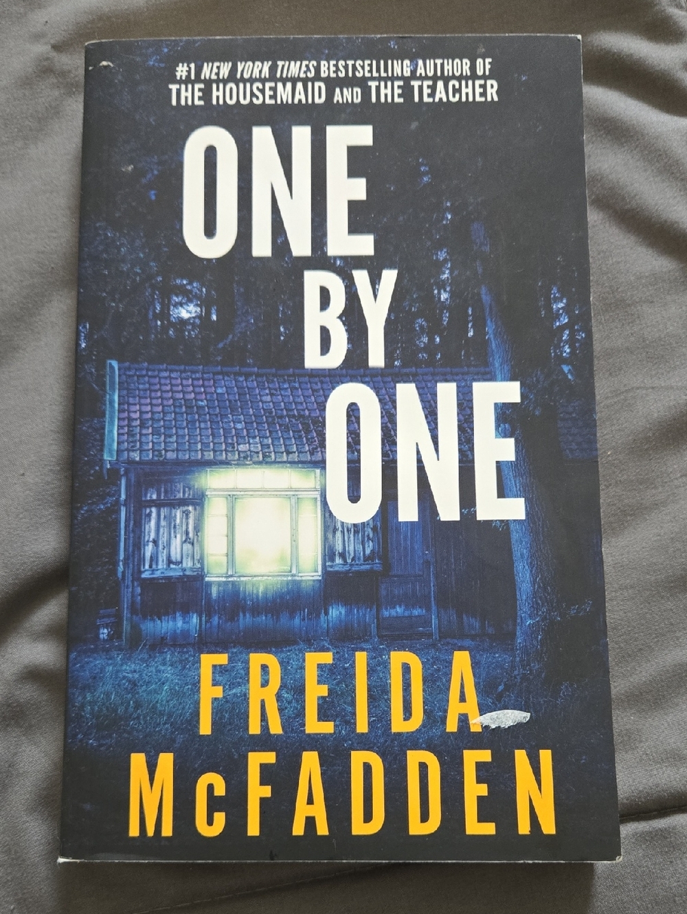 One By One by Freida McFadden - Dark Blue & Yellow Paperback